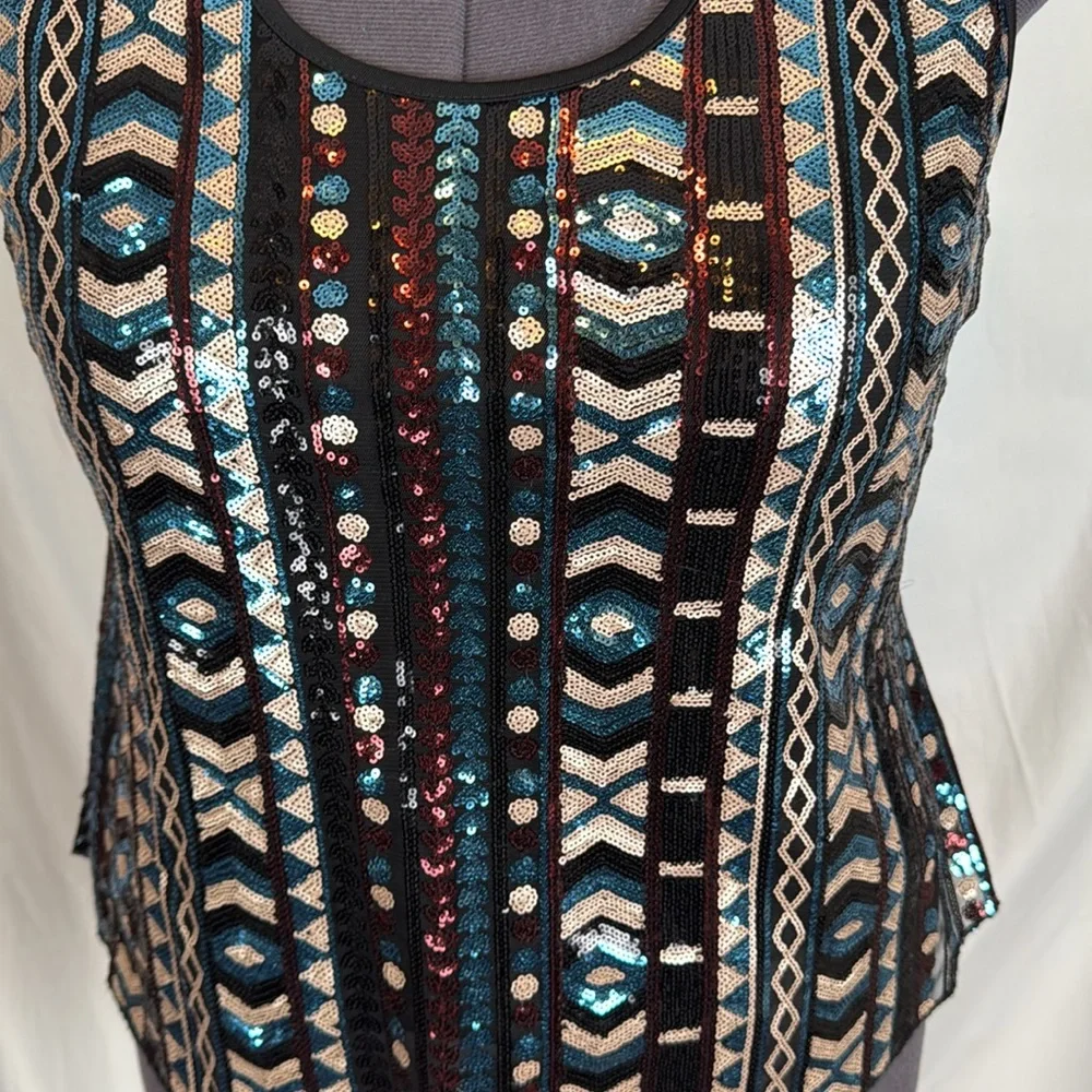 Women's Rue 21 Rue+ Black Sequin Patterned Tank Top Size 1X Like-New Condition - Picture 2 of 9